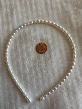 Handcrafted Genuine Freshwater Pearl Headband | White Satin Wrapped | Bridal & W
